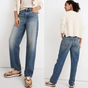Madewell The Dadjean in Blue Hansford Wash Raw-Hem Edition High Waist Size 31